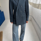 Blue pinstriped blazer in soft wool