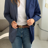 Contrasted blazer in deep blue and pinstriped (Express shipping)