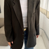 Contrasted blazer in Textured green wool (Express Shipping)