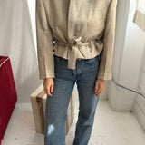 Belted blazer in Ivory herringbone