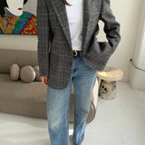 Checkered blazer in heavy wool