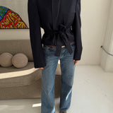 Belted blazer in Navy blue
