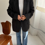 Belted blazer in blue checkered