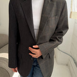 Contrasted blazer in plaid brown and speckered brown  (Express shipping)