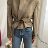 Belted blazer in Beige