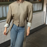 Belted blazer in warm tones