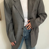 Contrasted blazer in grey pinstripe