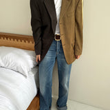 Plaid and brown contrasted blazer