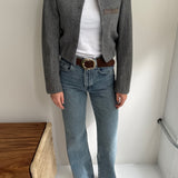 Checkered bomber jacket with suede detailing