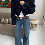 Bomber jacket in Navy blue cashmere