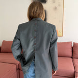 Button back blazer in solid green