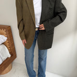Olive contrasted blazer in wool