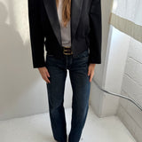 Cinched waist cropped blazer (Tuxedo)