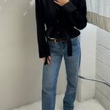 Belted cropped blazer