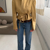 Belted blazer in Yellow lightly checkered