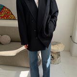 Double-breasted navy button back blazer