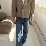Pale speckered cropped boxy blazer