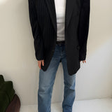 Contrasted blazer in black solid and pinstriped