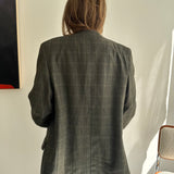 Stunning high neck collarless jacket in green