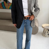 Contrasted blazer in grey pinstriped and pale grey checkered (Express shipping)
