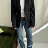 Belted back blazer in black