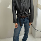 Belted blazer in textured grey