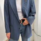 Button back blazer in light blue