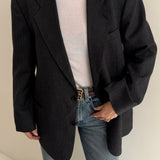 Grey pinstriped structured wool blazer