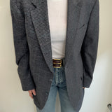 Dark blue and grey tweed contrasted blazer
