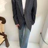 Dark blue and grey tweed contrasted blazer