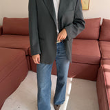 Button back blazer in solid green