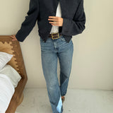 Blue textured bomber