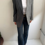 Blue and plaid contrasted blazer