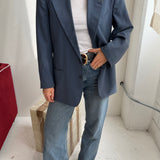 Button back blazer in light blue