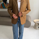 Contrasted blazer in mustard/brown toned (Express shipping)