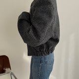 Tweed black and white bomber