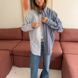 Blue pinstriped contrasted shirt