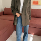 Green double-breasted Button back blazer