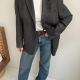 Grey plaid and speckered contrasted blazer