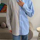 Colorful stripes and white with blue stripes contrasted shirt