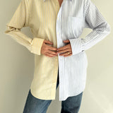 Contrasted shirt in yellow and blue cotton