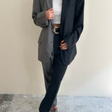 Grey and dark grey pinstriped contrasted suit