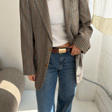 Checkered beige blazer