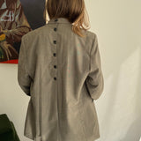 Checkered double breasted button back blazer