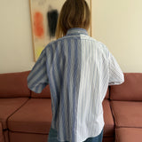 Blue pinstriped and white blue striped contrasted shirt
