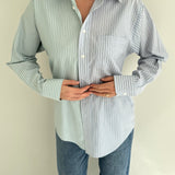 Contrasted shirt in blue and green tones