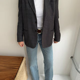 Contrasted blazer in dark blue and grey