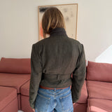Belted blazer in Green herringbone