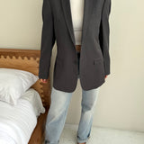 Grey pinstriped button back blazer