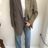 Double breasted contrased blazer in earthy tones